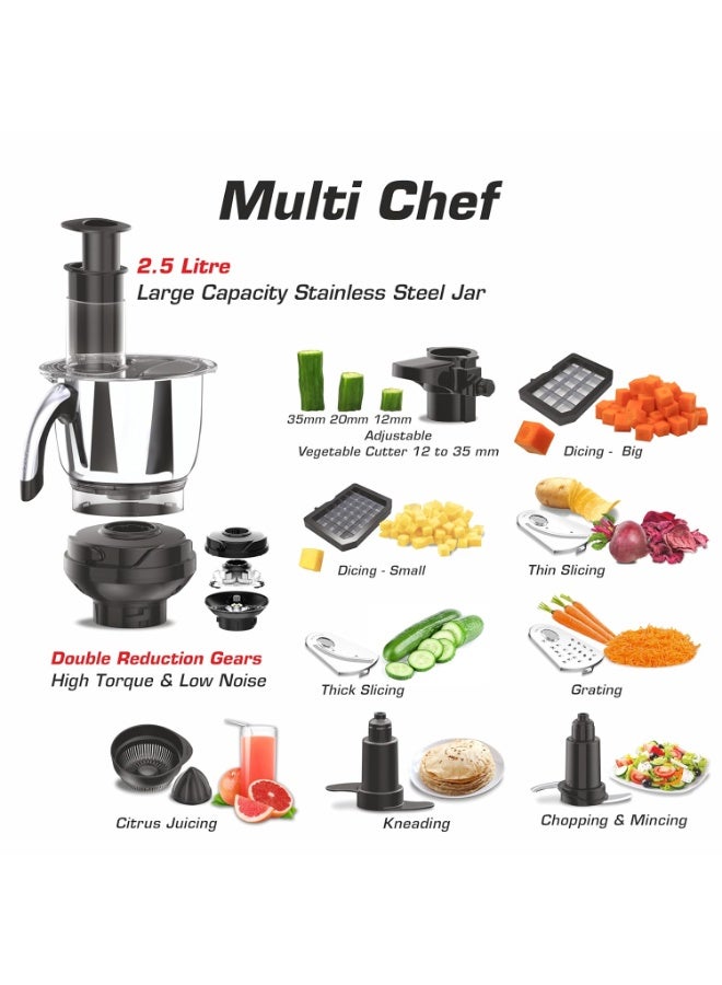 فيديم Vidiem Mixer Grinder 608 A Tusker | Mixer grinder 750 watt with 3 Jars & 1 Juicer Mixer Grinder, 1 Multi chef | 4 Leakproof Jars with self-lock for wet & dry spices, chutneys | 5 Years Warranty - Image 2